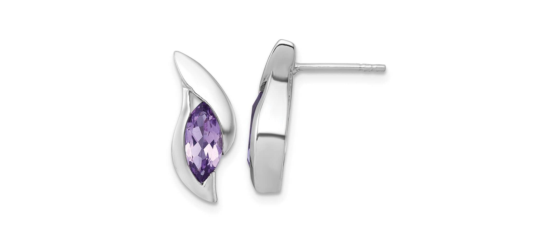 2 ct. t.w. Amethyst Polished Drop Post Earrings in Rhodium-plated Sterling Silver