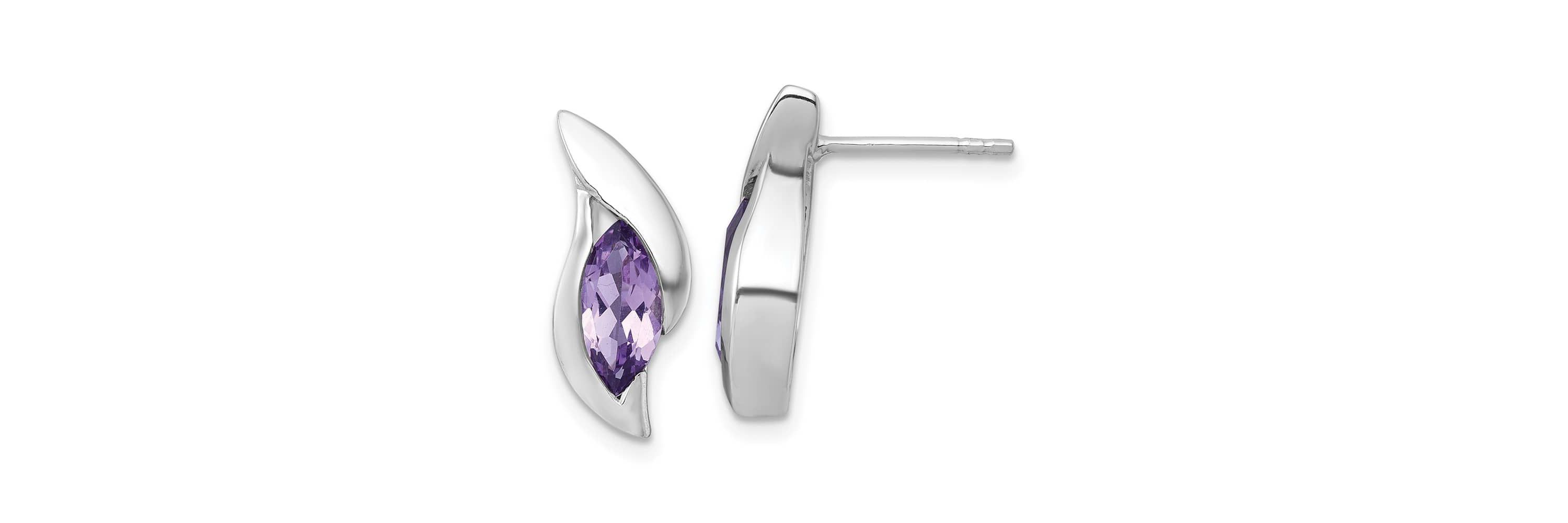 2 ct. t.w. Amethyst Polished Drop Post Earrings in Rhodium-plated Sterling Silver