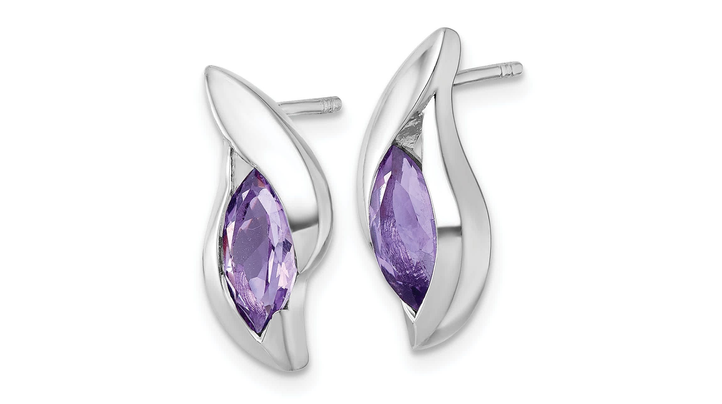 2 ct. t.w. Amethyst Polished Drop Post Earrings in Rhodium-plated Sterling Silver