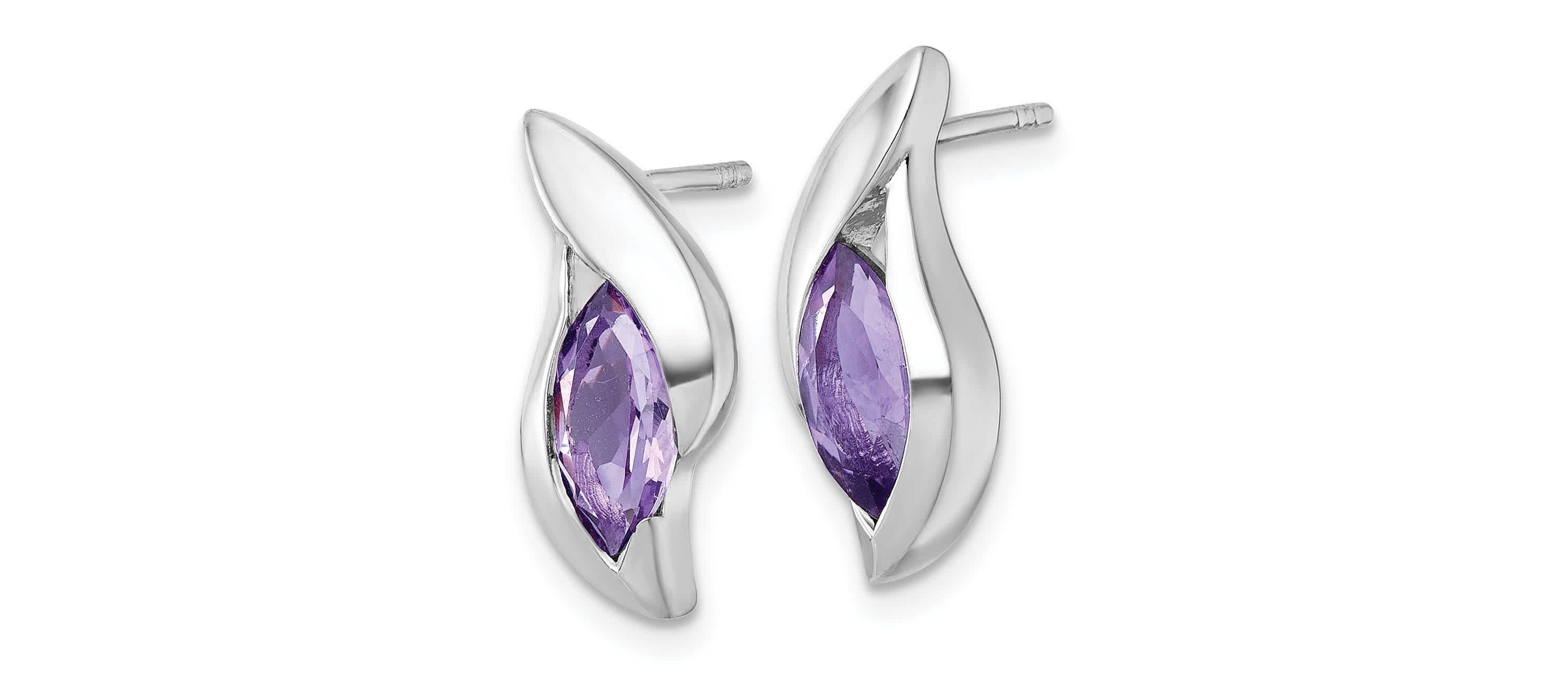 2 ct. t.w. Amethyst Polished Drop Post Earrings in Rhodium-plated Sterling Silver