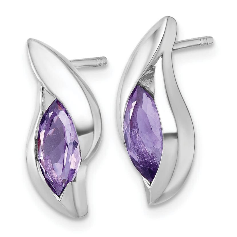 2 ct. t.w. Amethyst Polished Drop Post Earrings in Rhodium-plated Sterling Silver