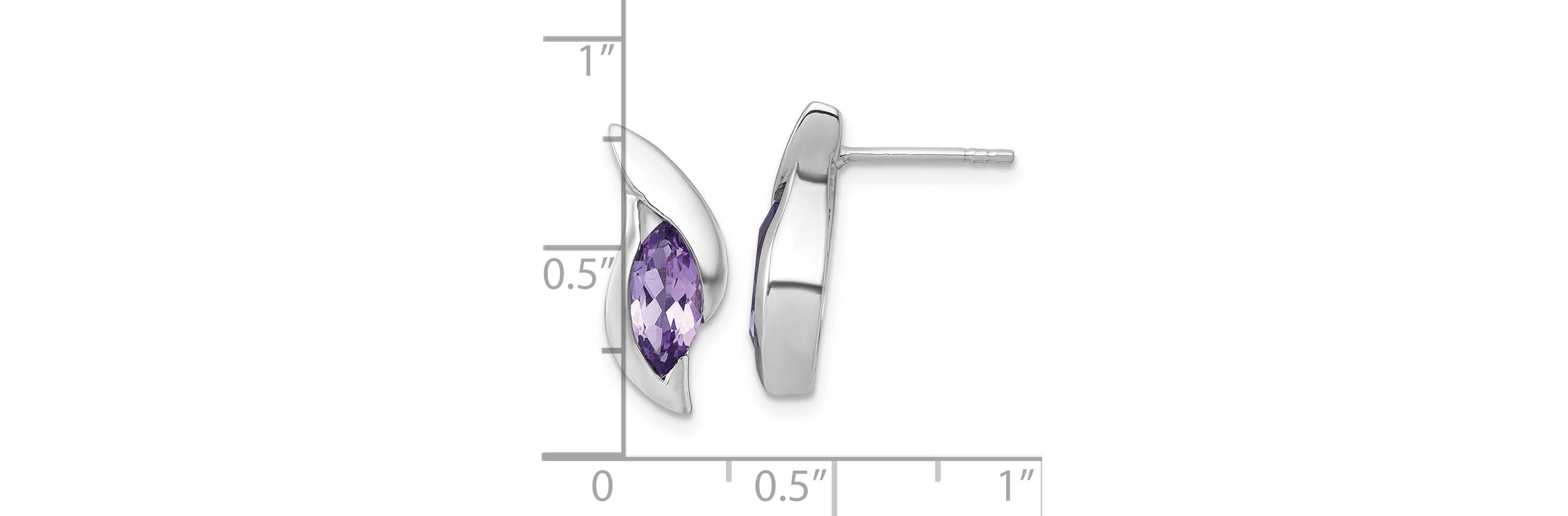 2 ct. t.w. Amethyst Polished Drop Post Earrings in Rhodium-plated Sterling Silver