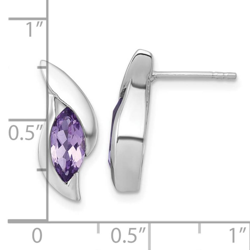 2 ct. t.w. Amethyst Polished Drop Post Earrings in Rhodium-plated Sterling Silver