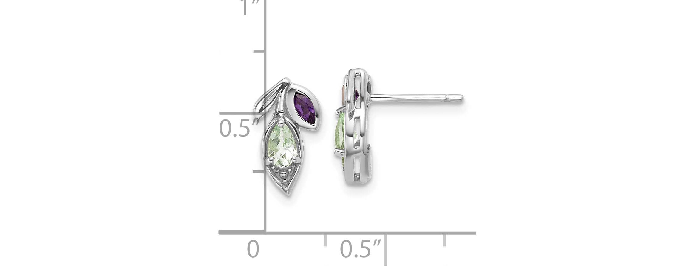 1/3 ct. t.w. Amethyst and 1/6 ct. t.w. Quartz Flower Post Earrings in Rhodium-plated Sterling Silver