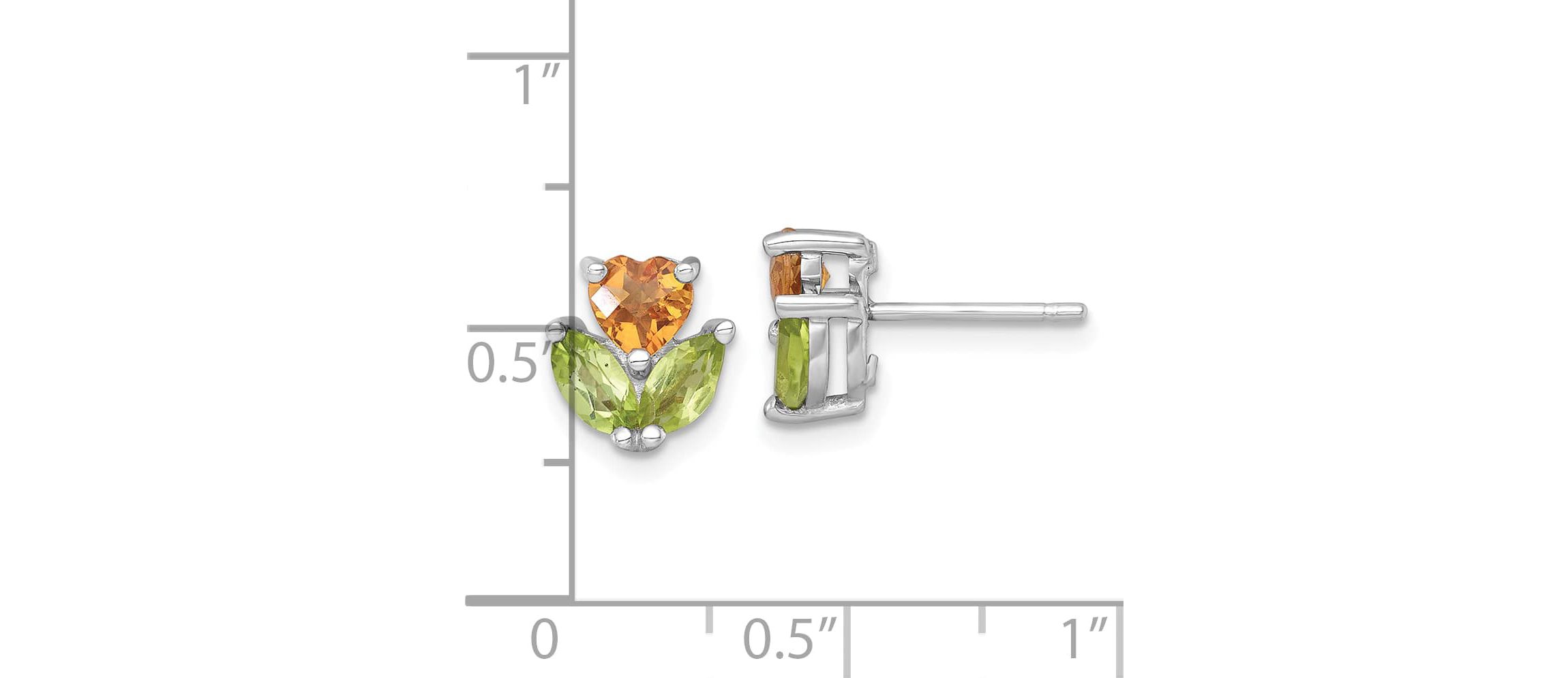 1/2 ct. t.w. Peridot and 1/3 ct. t.w. Citrine Flower Post Earrings in Rhodium-plated Sterling Silver