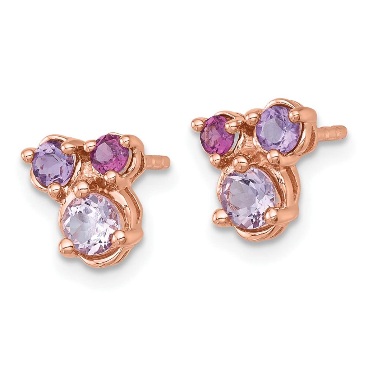 1/6 ct. t.w. Amethyst, 1/6 ct. t.w. Rhodolite Garnet and 1/4 ct. t.w. Quartz Post Earrings in Rose Gold-plated Sterling Silver