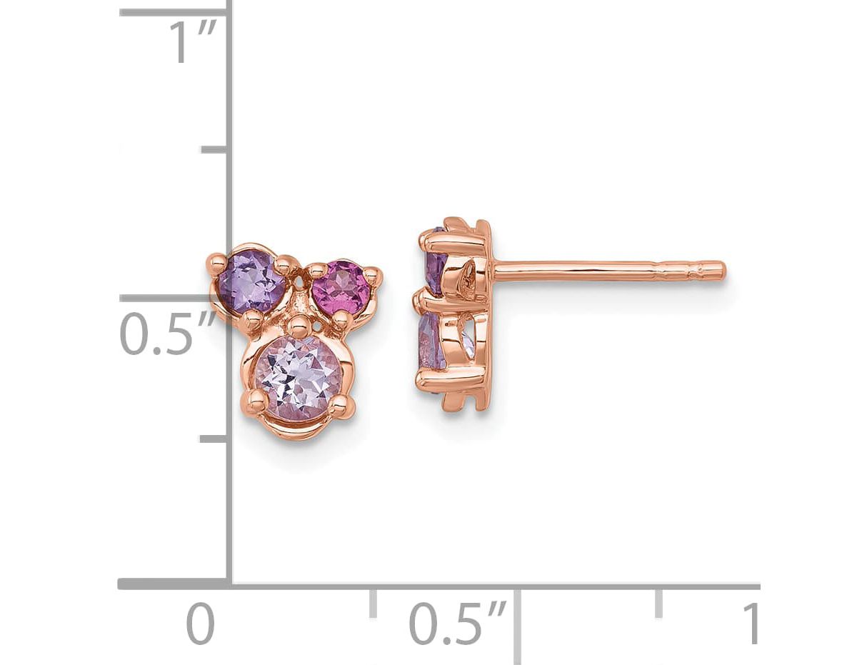 1/6 ct. t.w. Amethyst, 1/6 ct. t.w. Rhodolite Garnet and 1/4 ct. t.w. Quartz Post Earrings in Rose Gold-plated Sterling Silver