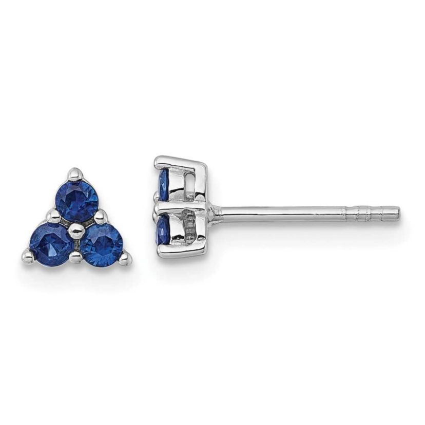 1/2 ct. t.w. Sapphire Polished Post Earrings in Rhodium-plated Sterling Silver