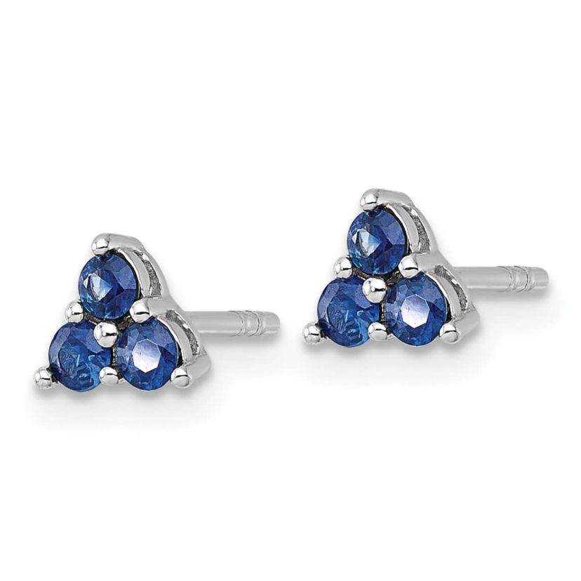 1/2 ct. t.w. Sapphire Polished Post Earrings in Rhodium-plated Sterling Silver