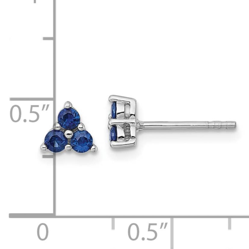 1/2 ct. t.w. Sapphire Polished Post Earrings in Rhodium-plated Sterling Silver