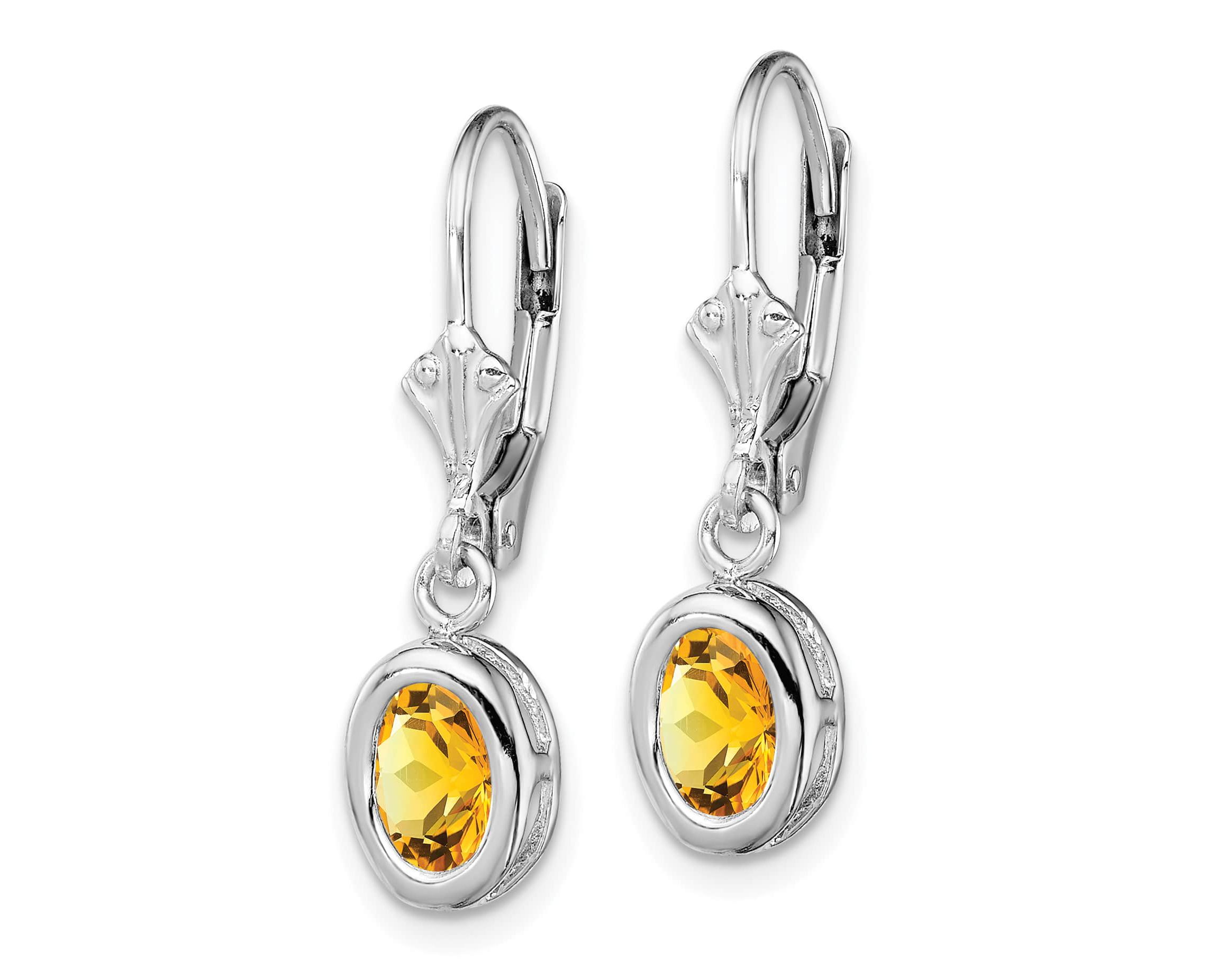 1.6 ct. t.w. Citrine Drop Earrings in Rhodium-plated Sterling Silver