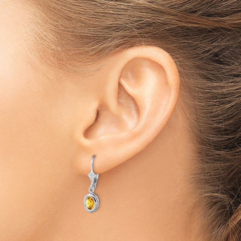 1.6 ct. t.w. Citrine Drop Earrings in Rhodium-plated Sterling Silver