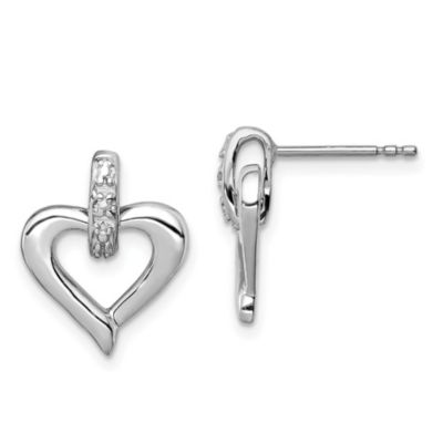 0.01 ct. t.w. Diamond Heart with Earrings in Rhodium-plated Sterling Silver