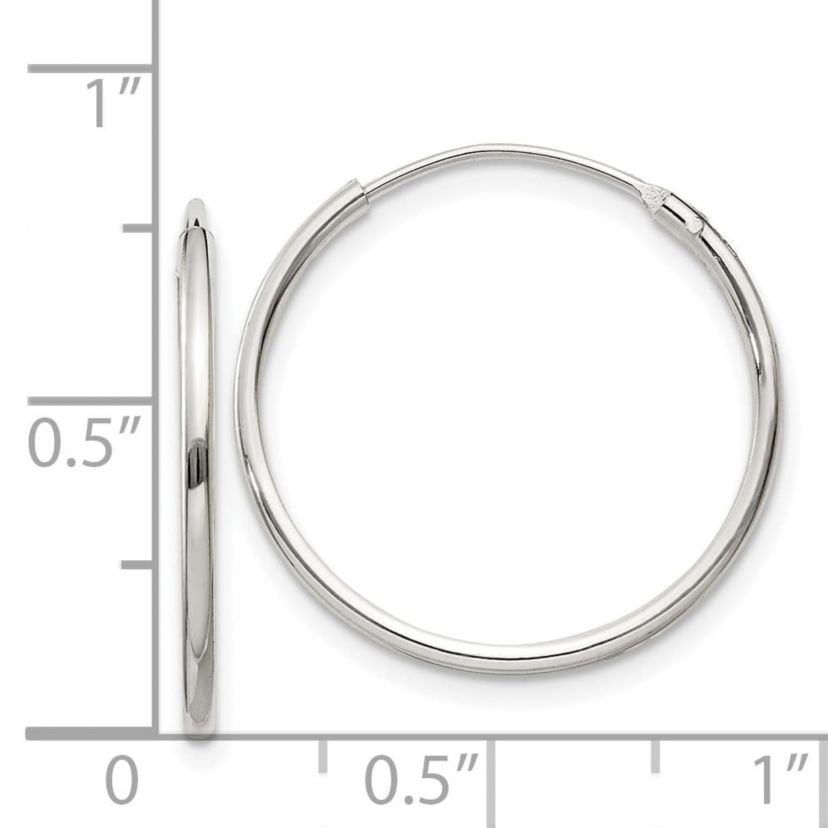 Sterling Silver 1.3mm Endless Hoop Earrings