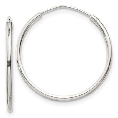 Belk & Co Sterling Silver 1.3mm Endless Hoop Earrings, White