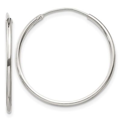 Belk & Co Sterling Silver 1.3mm Endless Hoop Earrings, White