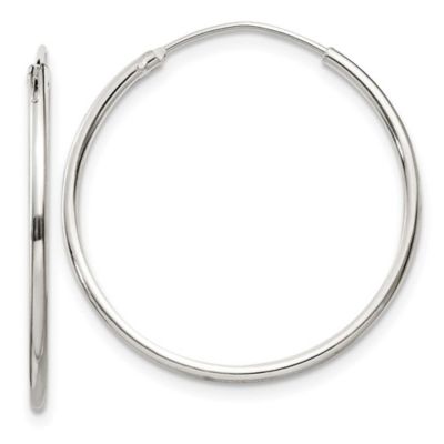 Belk & Co Sterling Silver 1.3mm Endless Hoop Earrings, White