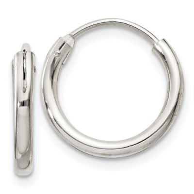 Belk & Co Sterling Silver 2mm Endless Hoop Earrings, White
