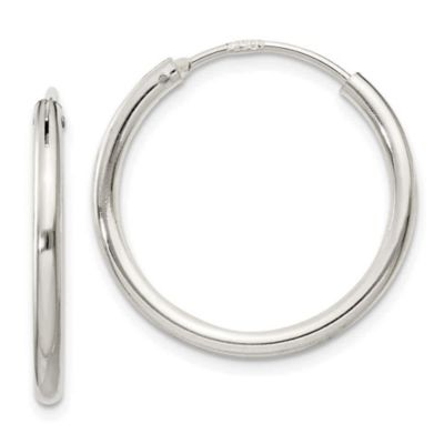 Belk & Co Sterling Silver 2mm Endless Hoop Earrings, White