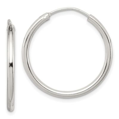 Belk & Co Sterling Silver 2mm Endless Hoop Earrings, White