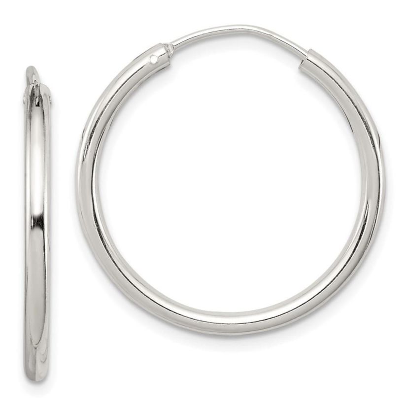 Sterling Silver 2mm Endless Hoop Earrings