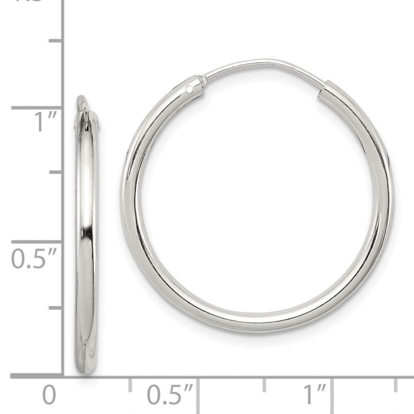 Sterling Silver 2mm Endless Hoop Earrings