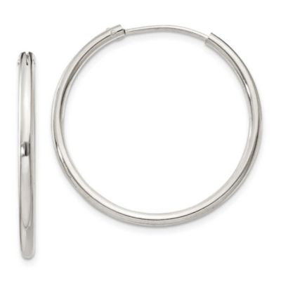 Belk & Co Sterling Silver 2mm Endless Hoop Earrings, White