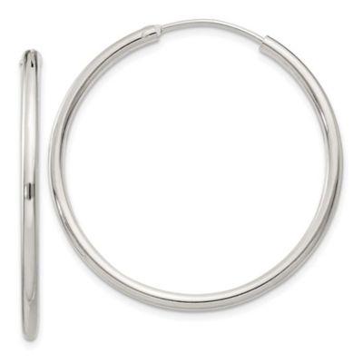 Belk & Co Sterling Silver 2mm Endless Hoop Earrings, White