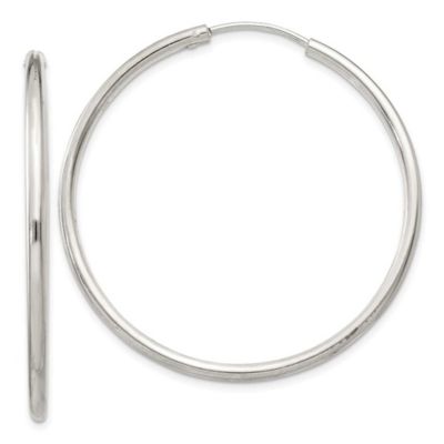 Belk & Co Sterling Silver 2mm Endless Hoop Earrings, White