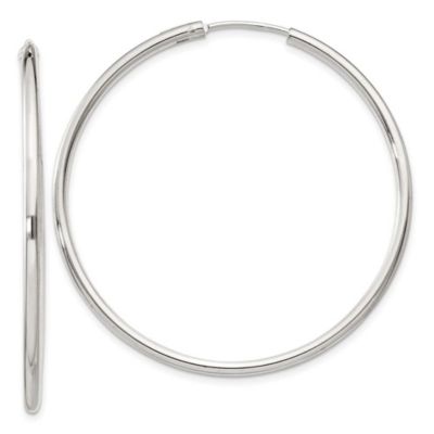 Belk & Co Sterling Silver 2mm Endless Hoop Earrings, White