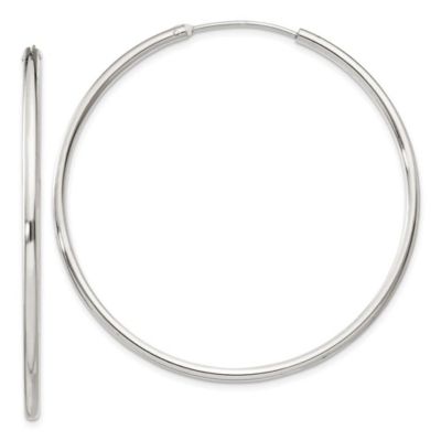 Belk & Co Sterling Silver 2mm Endless Hoop Earrings, White