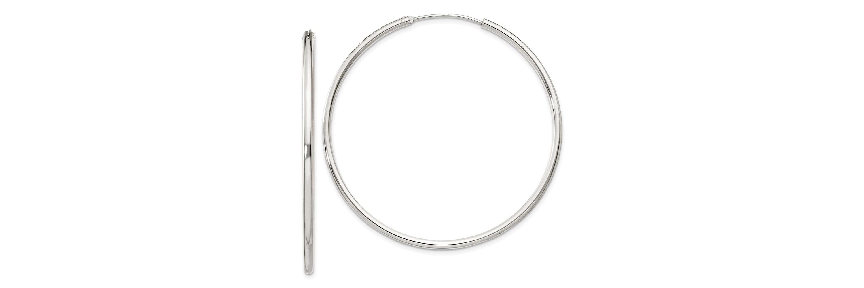 Sterling Silver 2mm Endless Hoop Earrings
