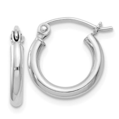 Belk & Co Sterling Silver Rhodium-plated 2mm Round Hoop Earrings, White