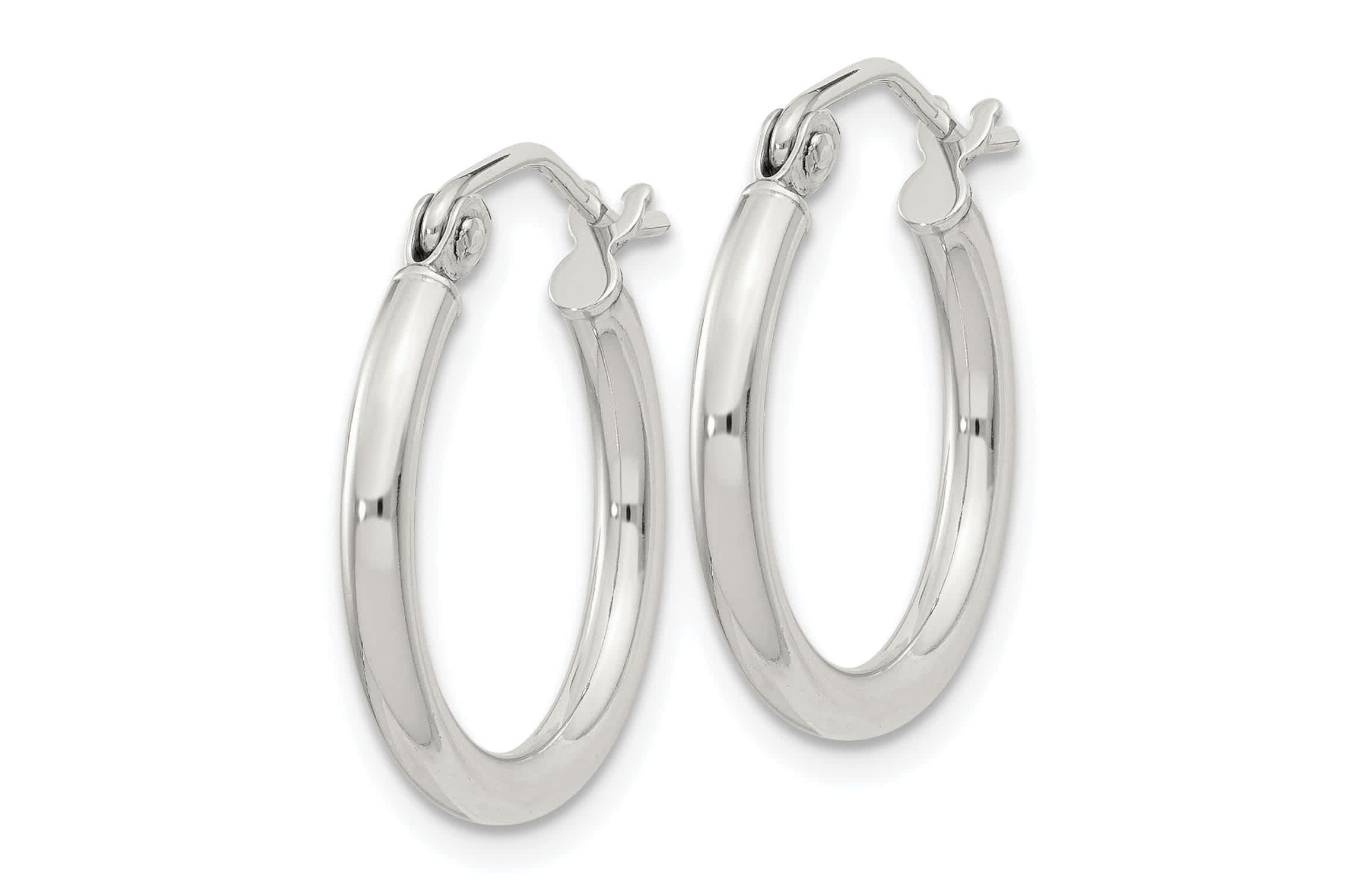 Sterling Silver 2mm Round Hoop Earrings