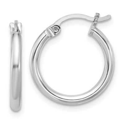 Belk & Co Sterling Silver Rhodium-plated 2mm Round Hoop Earrings, White