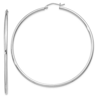 Belk & Co Sterling Silver Rhodium-plated 2mm Round Hoop Earrings, White