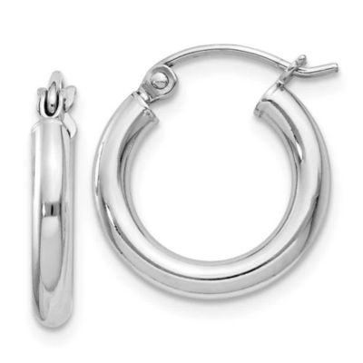 Belk & Co Sterling Silver Rhodium-plated 2.5mm Round Hoop Earrings, White