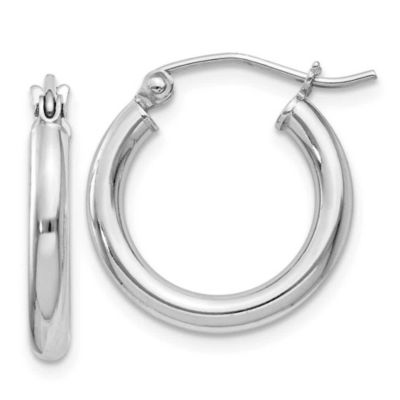 Belk & Co Sterling Silver Rhodium-plated 2.5mm Round Hoop Earrings, White