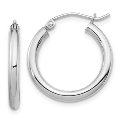 Belk & Co Sterling Silver Rhodium-plated 2.5mm Round Hoop Earrings, White