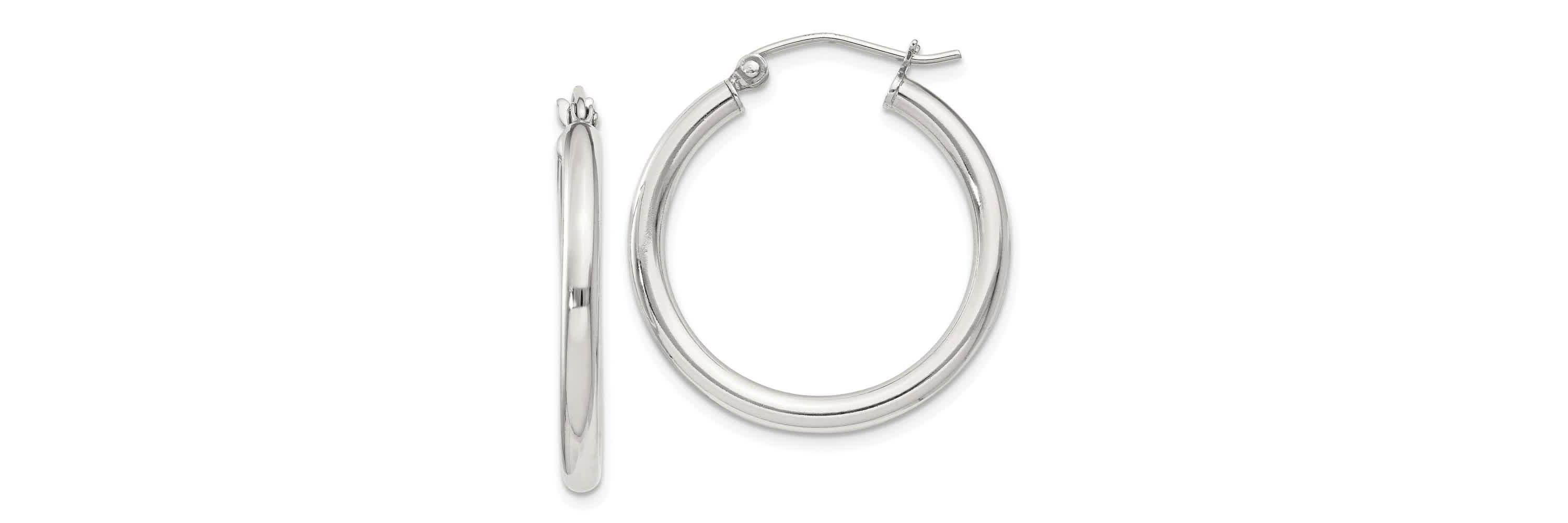 Sterling Silver 2.5mm Round Hoop Earrings