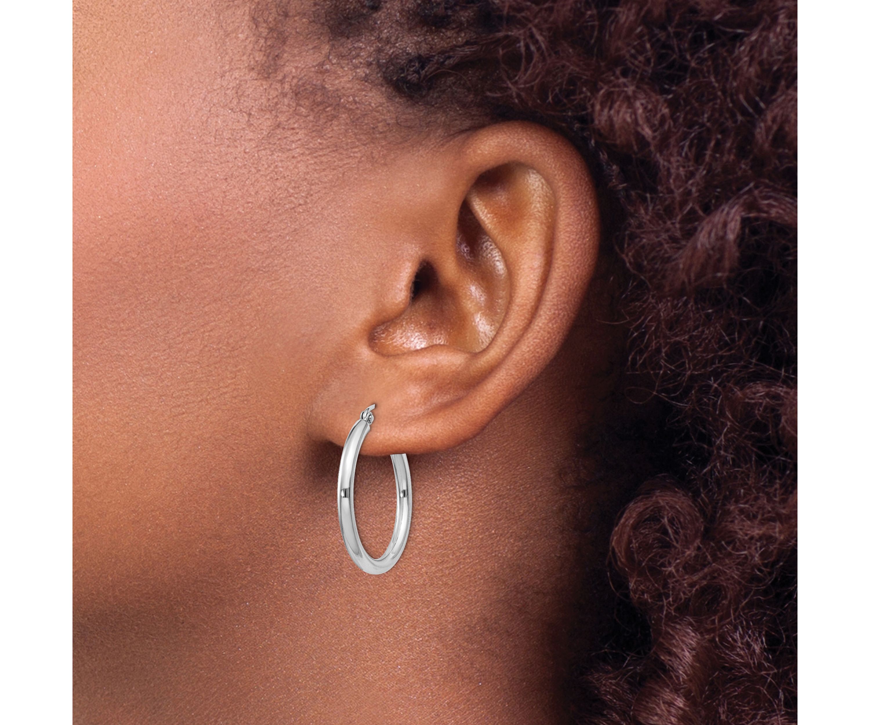 Sterling Silver Rhodium-plated 2.5mm Round Hoop Earrings