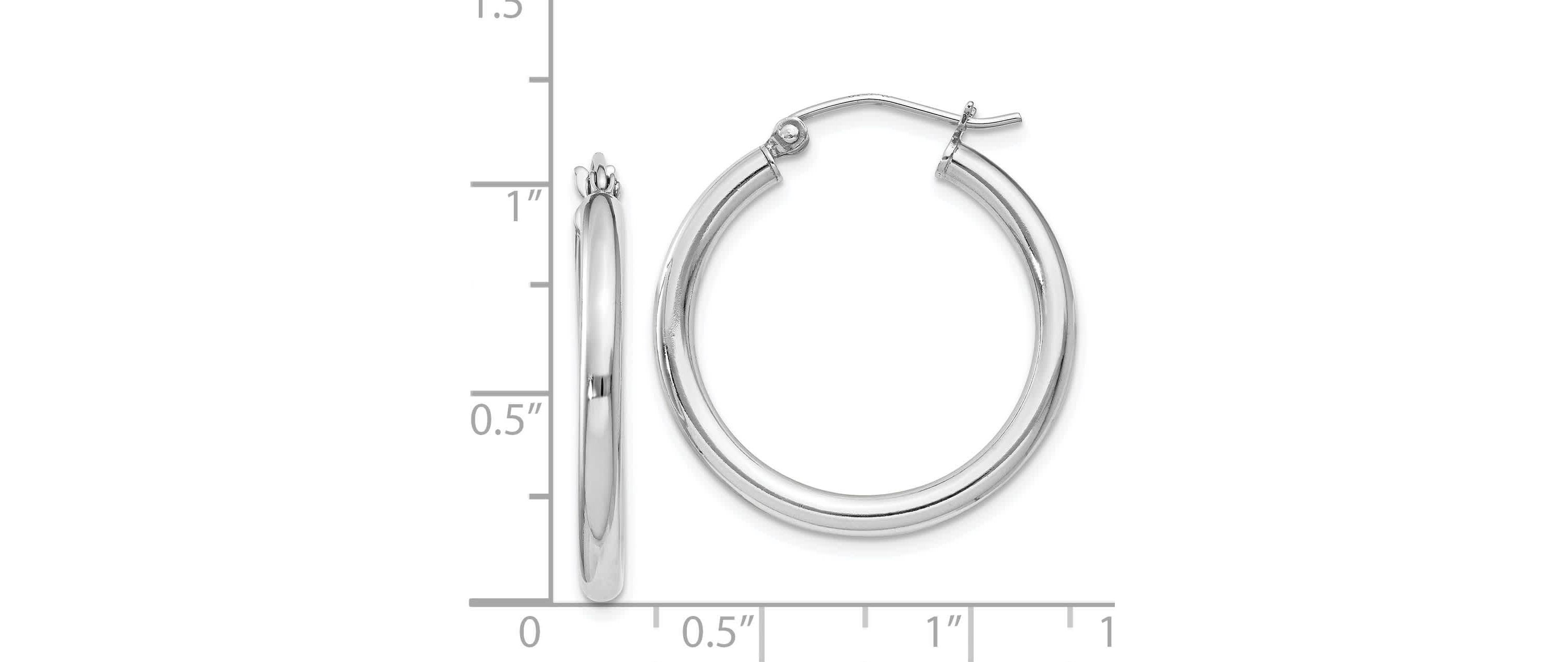 Sterling Silver Rhodium-plated 2.5mm Round Hoop Earrings