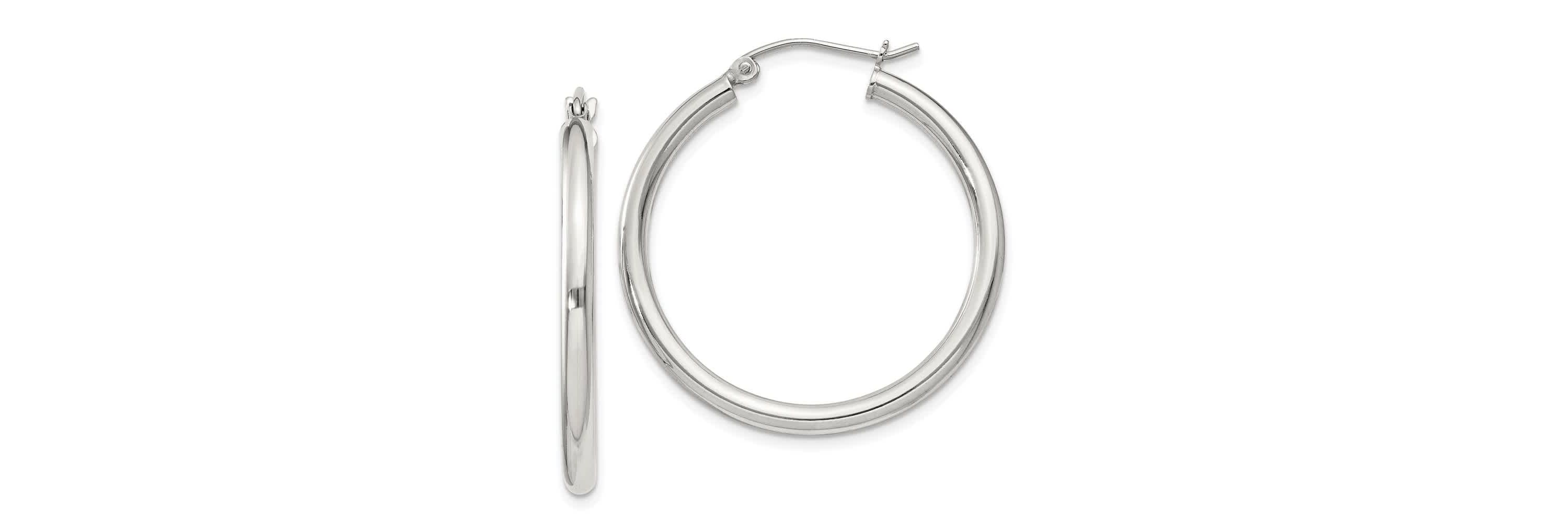 Sterling Silver 2.5mm Round Hoop Earrings
