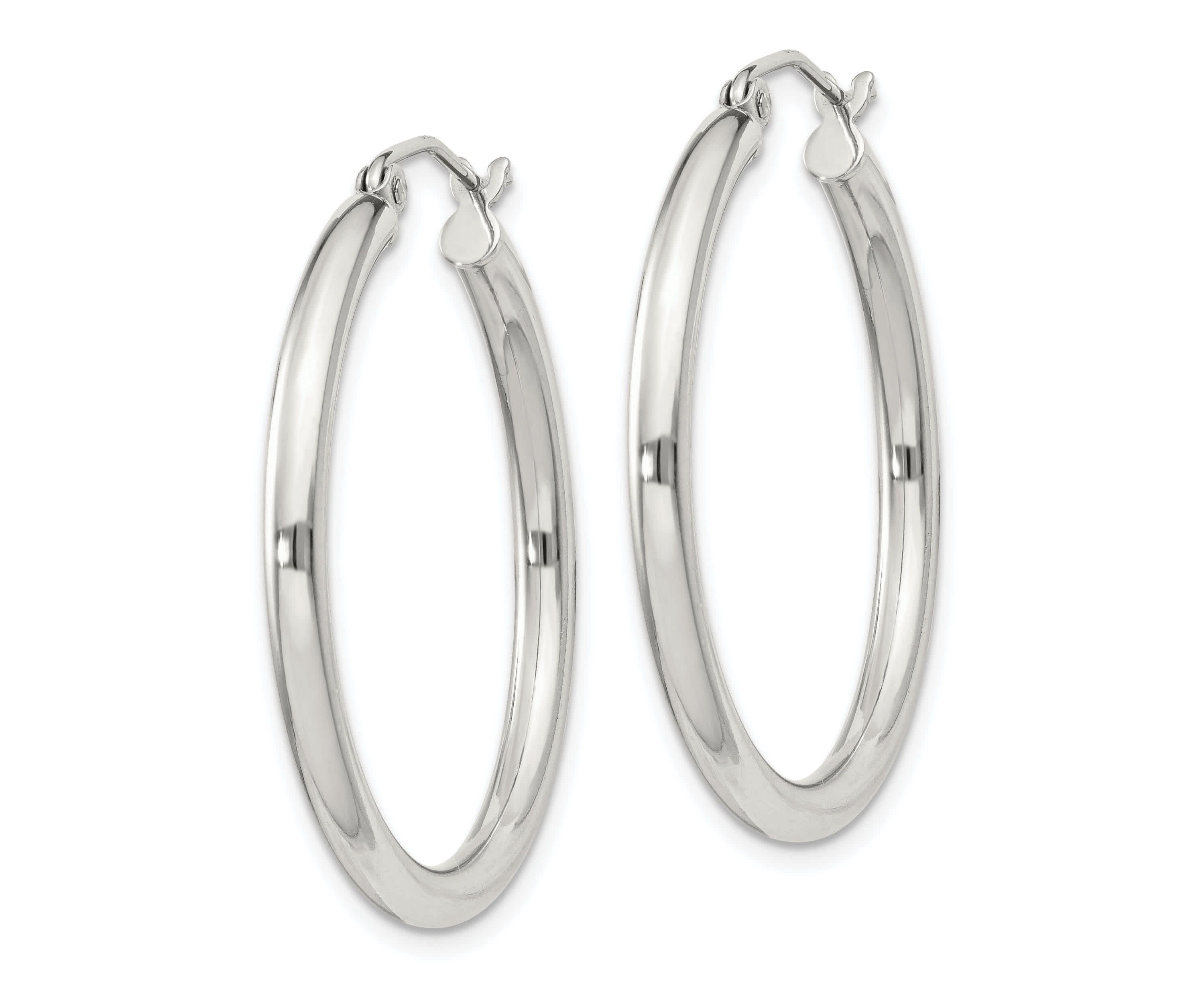 Sterling Silver 2.5mm Round Hoop Earrings