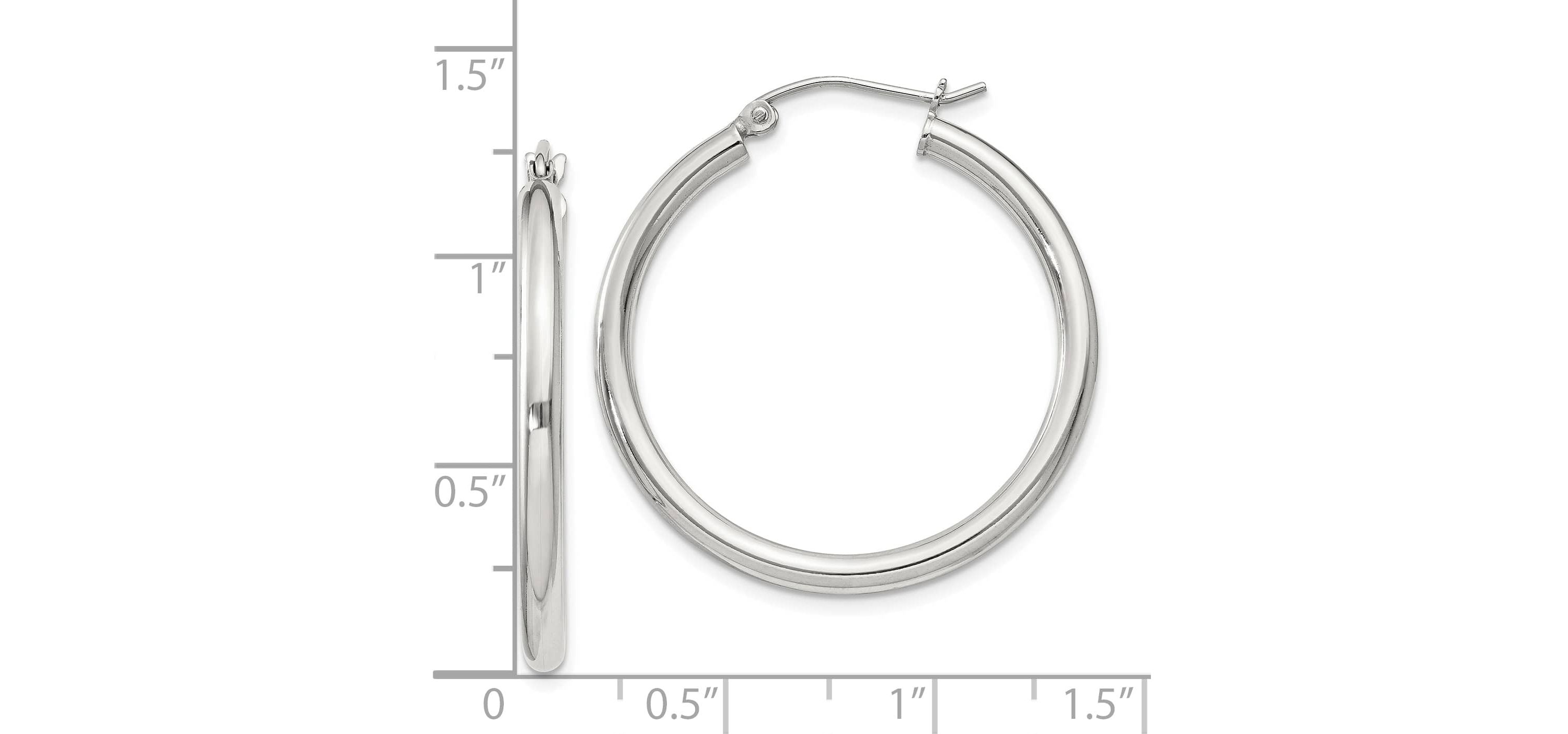 Sterling Silver 2.5mm Round Hoop Earrings