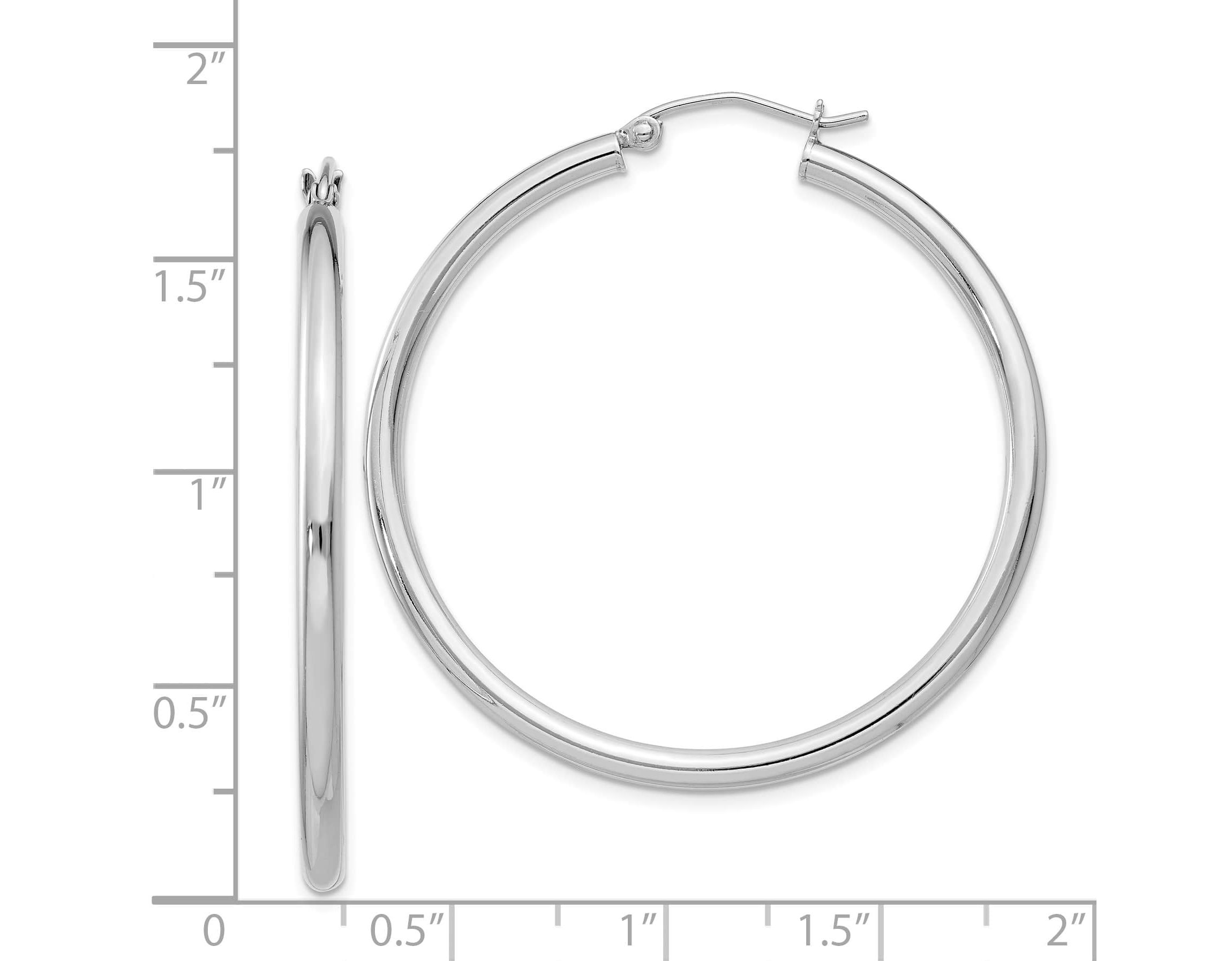 Sterling Silver Rhodium-plated 2.5mm Round Hoop Earrings