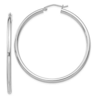 Belk & Co Sterling Silver Rhodium-plated 2.5mm Round Hoop Earrings, White