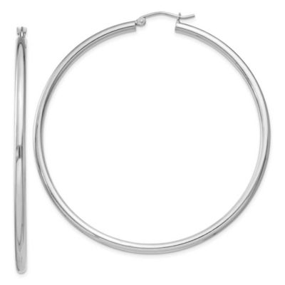 Belk & Co Sterling Silver Rhodium-plated 2.5mm Round Hoop Earrings, White