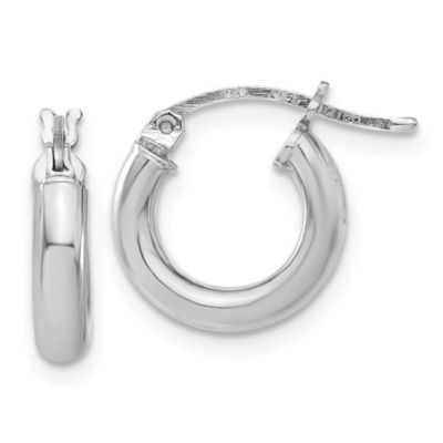 Belk & Co Sterling Silver Rhodium-plated 3mm Round Hoop Earrings, White