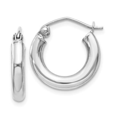 Belk & Co Sterling Silver Rhodium-plated 3mm Round Hoop Earrings, White